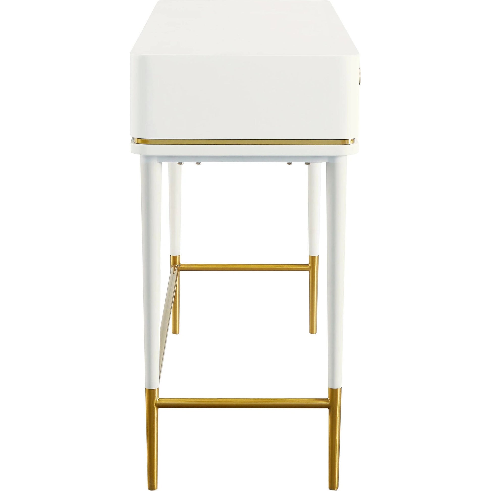 Mariah Two Drawer Desk by TOV Furniture. Made from mdf, stainless steel in a modern style.