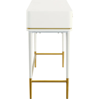 Mariah Two Drawer Desk by TOV Furniture. Made from mdf, stainless steel in a modern style.
