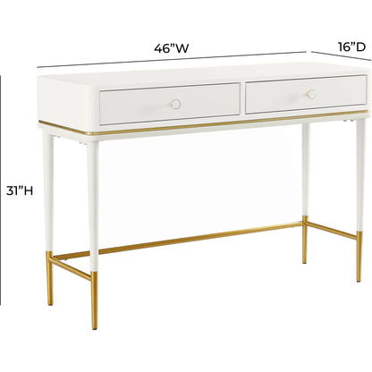 Mariah Two Drawer Desk by TOV Furniture. Made from mdf, stainless steel in a modern style.