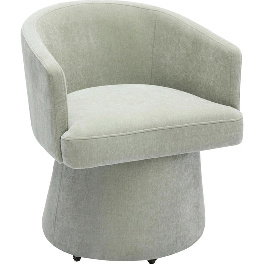Kristen Upcycled Chenille Rolling Desk Chair by TOV Furniture. Made from plywood, recycled fabric, wood in a unique style.