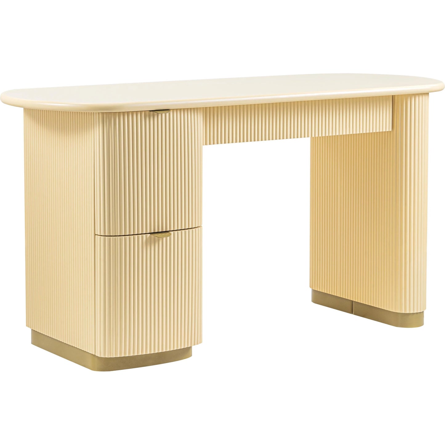 001 SI-2248234 | Primary Silo | Francesca 3-Drawer Desk by TOV Furniture in yellow. Made from mdf, stainless steel in a transitional style.