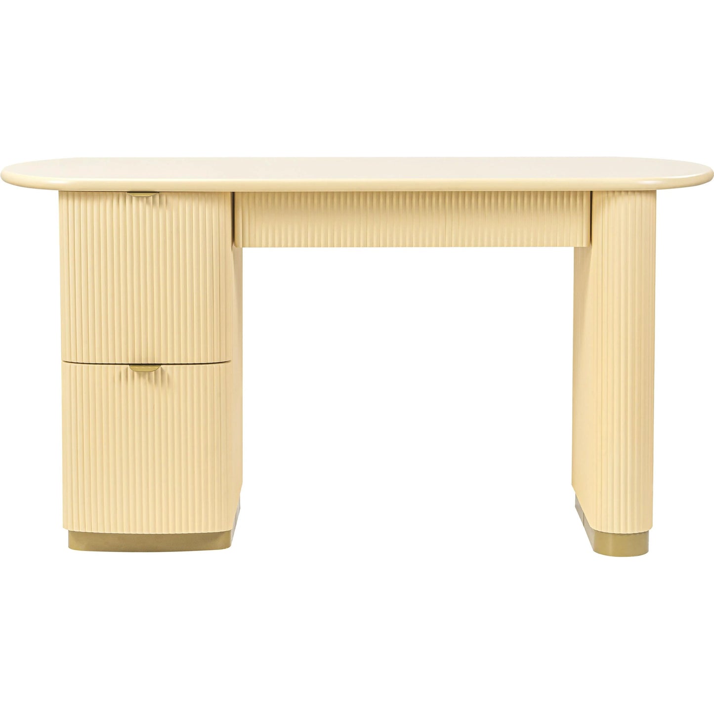 003 SI-2248234 | Additional Silo | Francesca 3-Drawer Desk by TOV Furniture in yellow. Made from mdf, stainless steel in a transitional style.