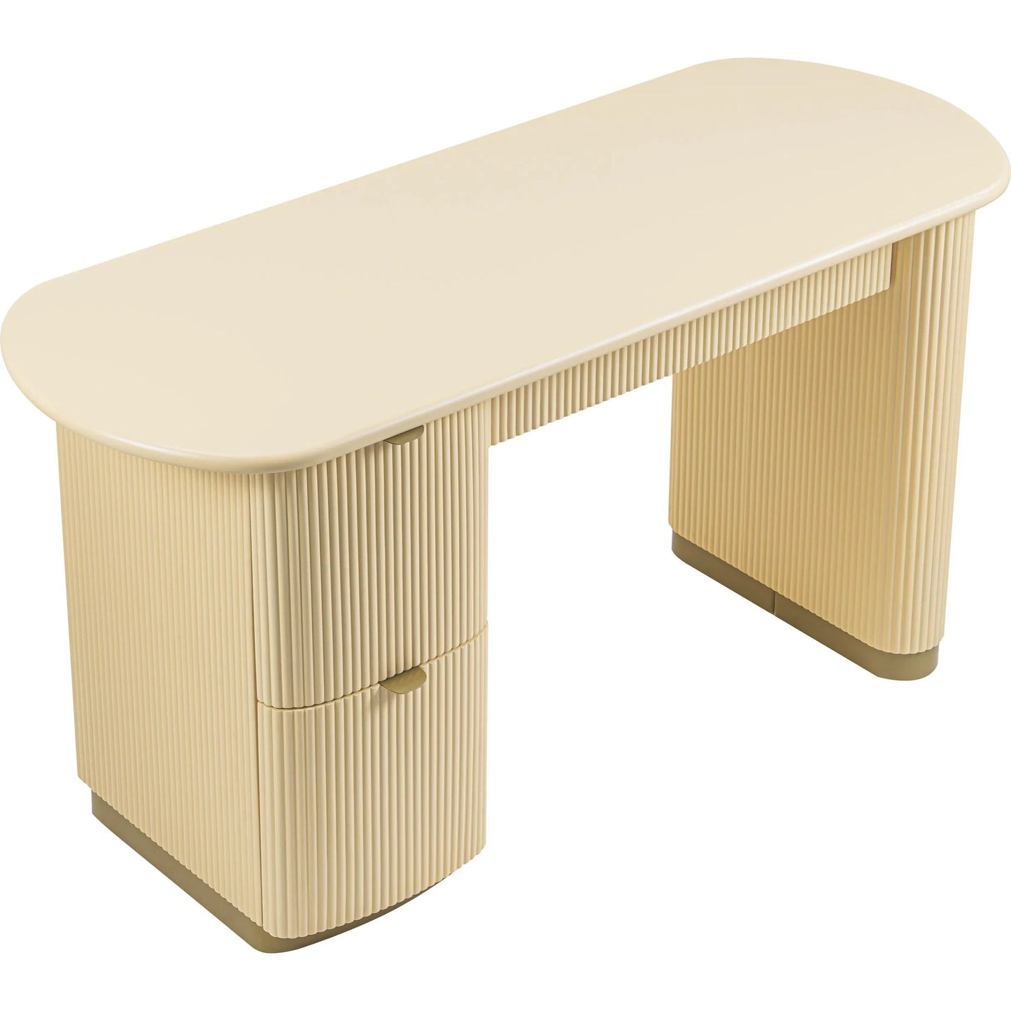 004 SI-2248234 | Additional Silo | Francesca 3-Drawer Desk by TOV Furniture in yellow. Made from mdf, stainless steel in a transitional style.