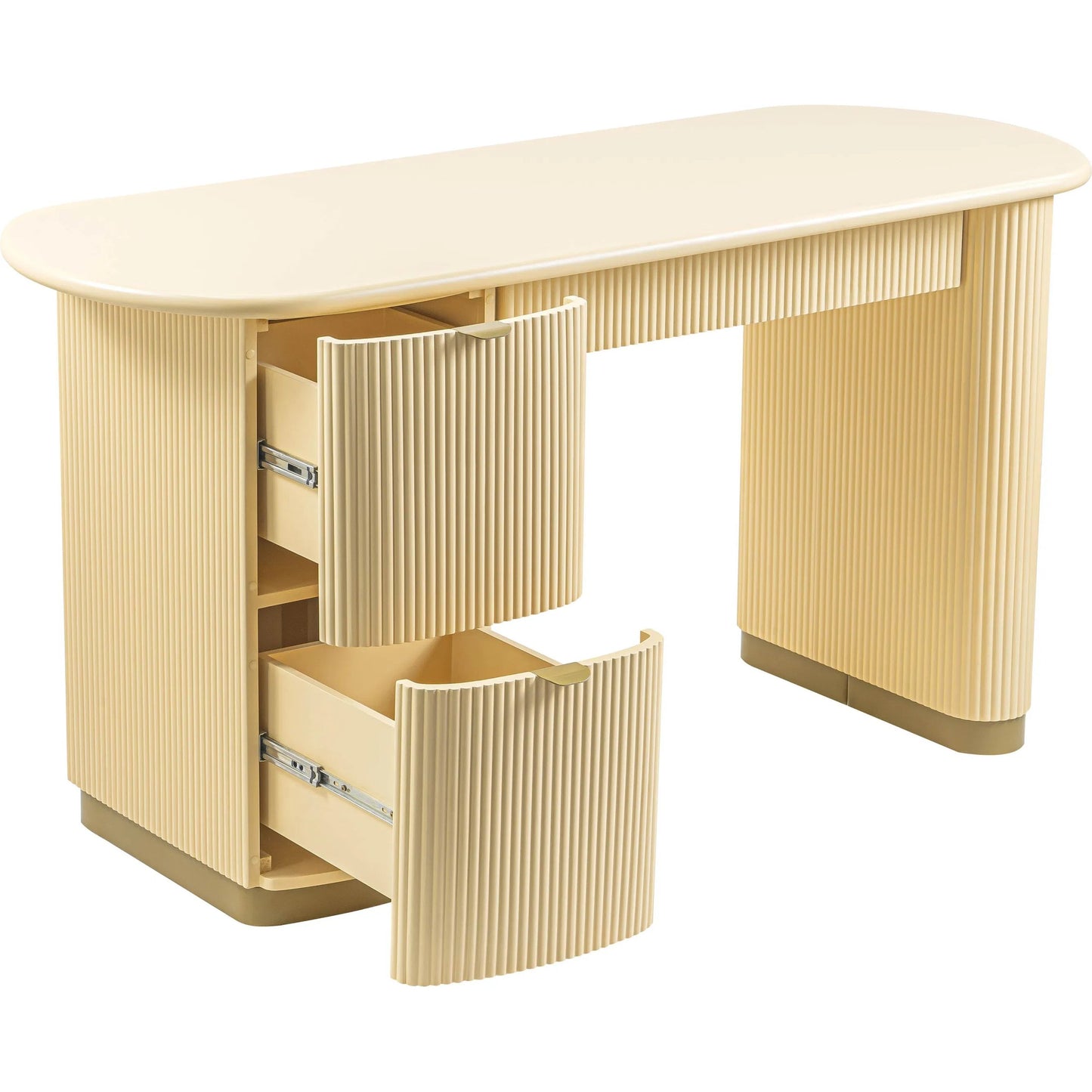 005 SI-2248234 | Additional Silo | Francesca 3-Drawer Desk by TOV Furniture in yellow. Made from mdf, stainless steel in a transitional style.
