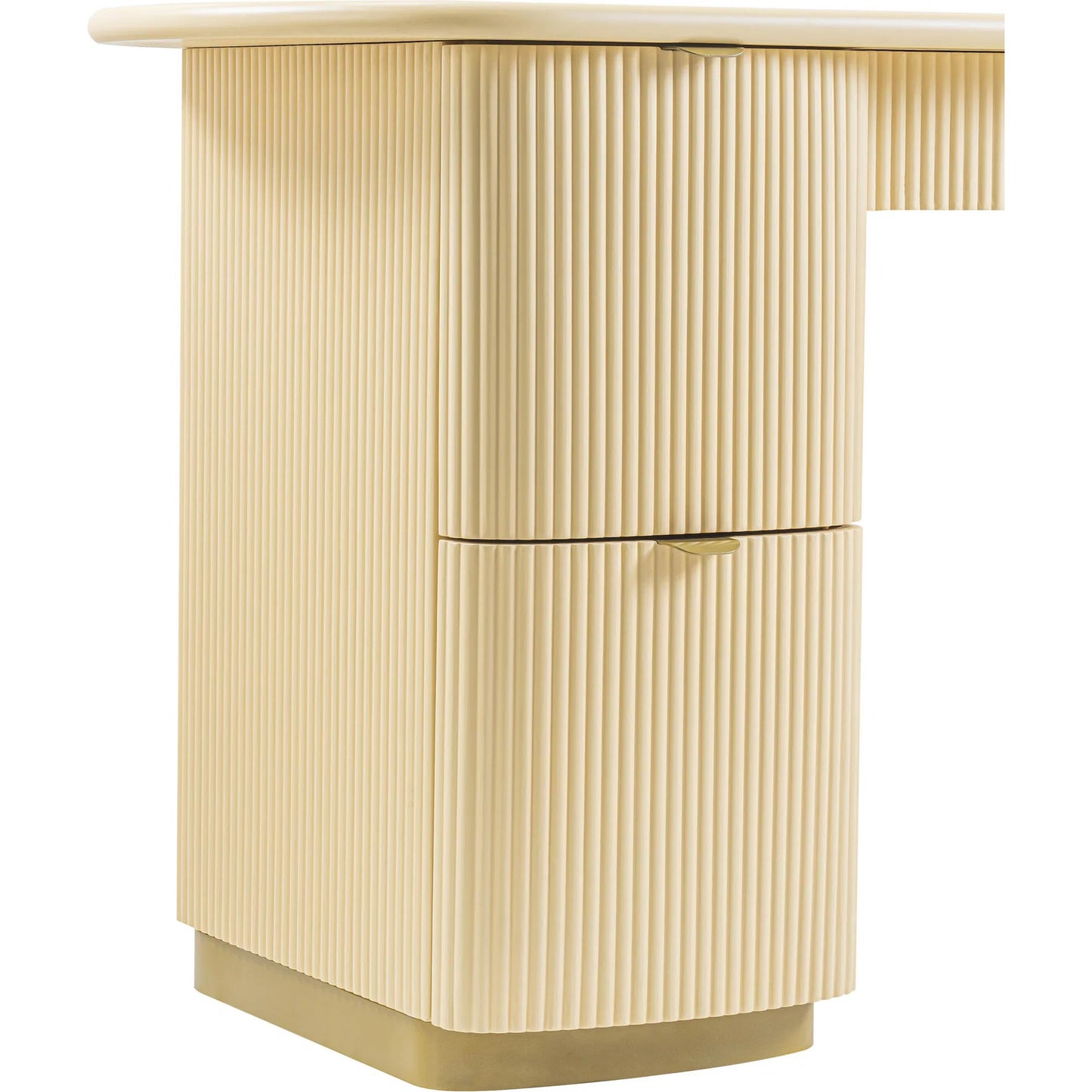 013 SI-2248234 | Closeup | Francesca 3-Drawer Desk by TOV Furniture in yellow. Made from mdf, stainless steel in a transitional style.