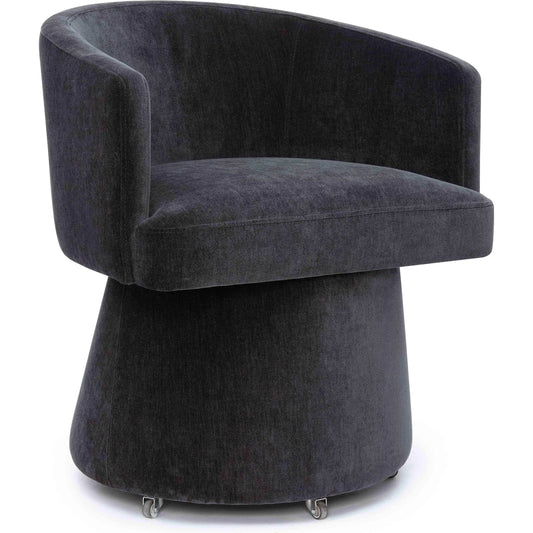 Kristen Upcycled Chenille Rolling Desk Chair by TOV Furniture. Made from plywood, recycled fabric, wood in a unique style.