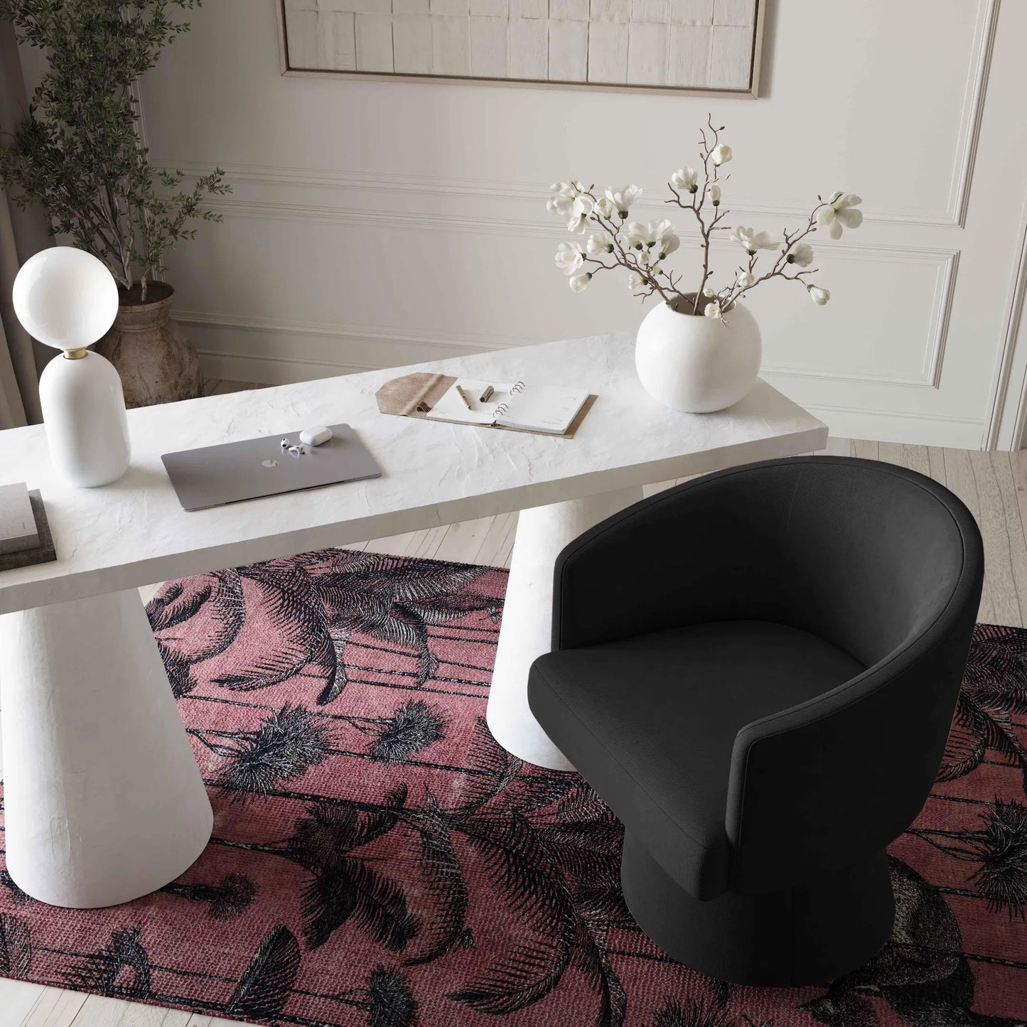 042 SI-2320939 | Lifestyle | Kristen Upcycled Chenille Rolling Desk Chair by TOV Furniture. Made from unique in a transitional style.