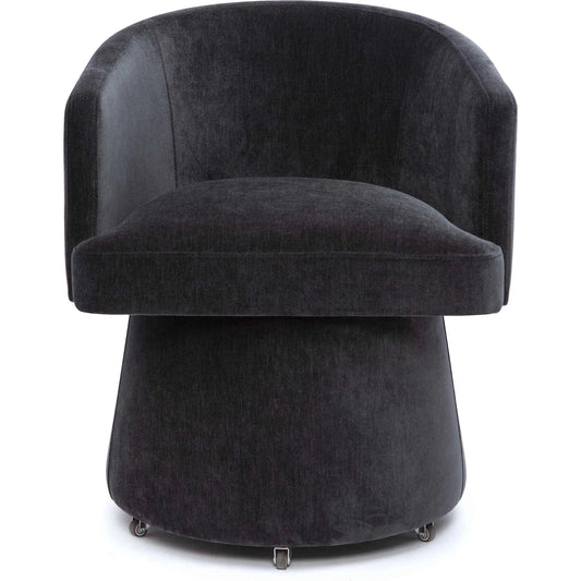 Kristen Upcycled Chenille Rolling Desk Chair by TOV Furniture. Made from plywood, recycled fabric, wood in a unique style.