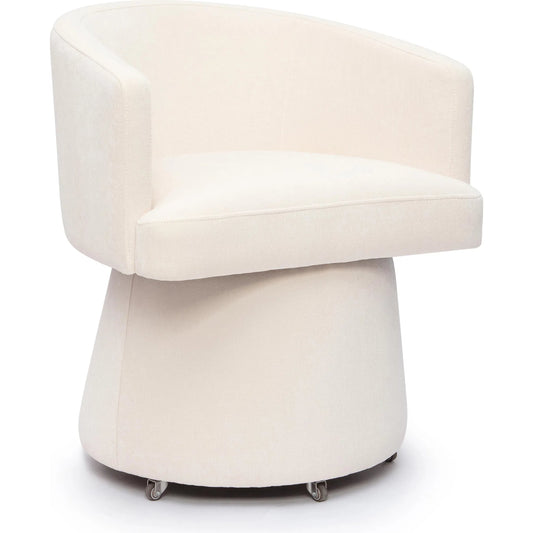 Kristen Upcycled Chenille Rolling Desk Chair by TOV Furniture. Made from plywood, recycled fabric, wood in a unique style.