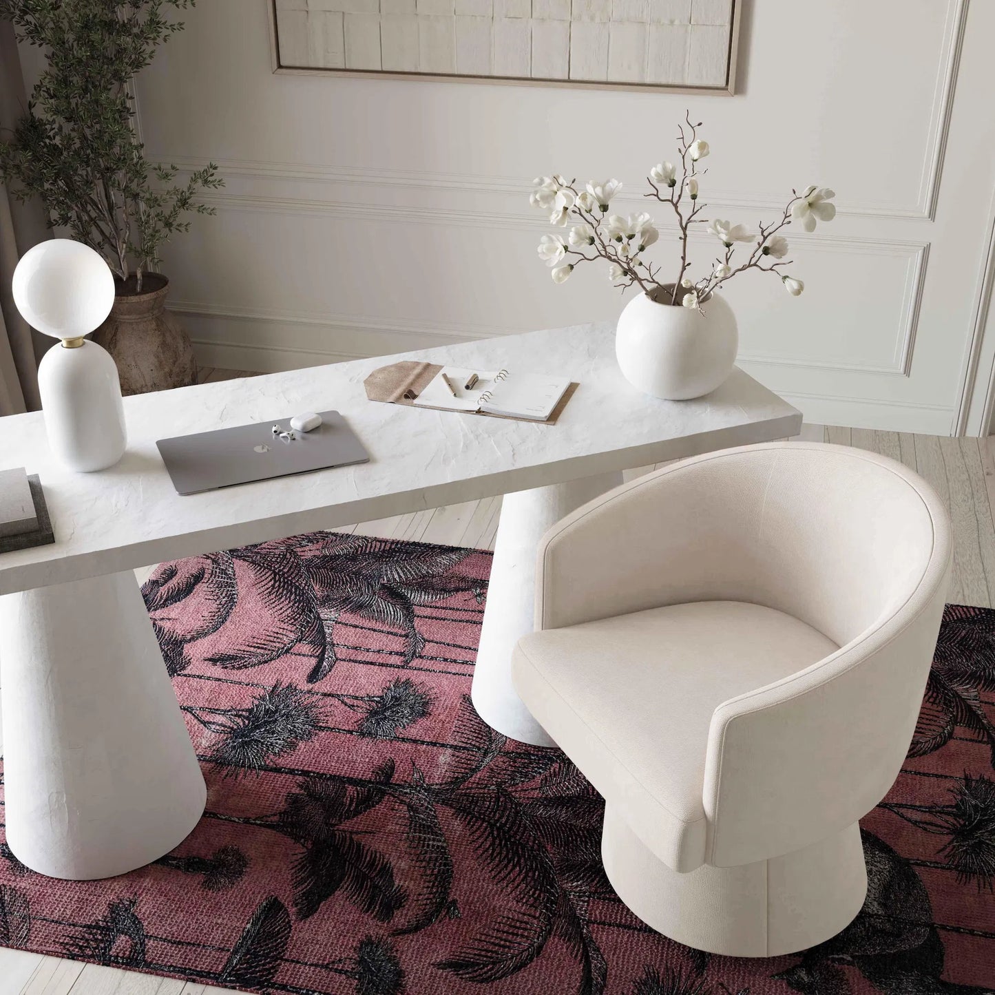 043 SI-2320940 | Lifestyle | Kristen Upcycled Chenille Rolling Desk Chair by TOV Furniture. Made from unique in a transitional style.