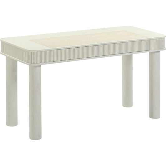 Sarah Executive Work Desk by TOV Furniture in cream. Made from rubber wood in a unique style.