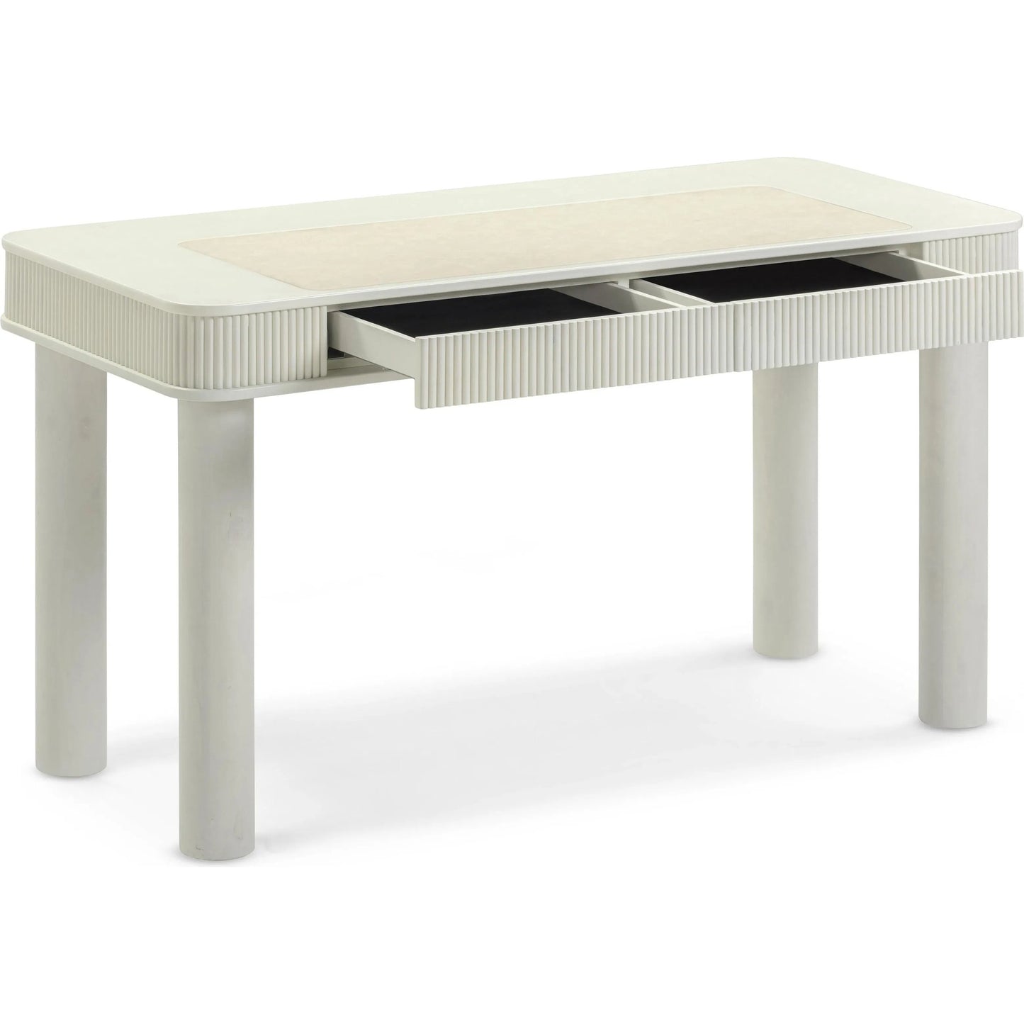 002 SI-2454374 | Additional Silo | Sarah Executive Work Desk by TOV Furniture in cream. Made from rubber wood in a unique style.