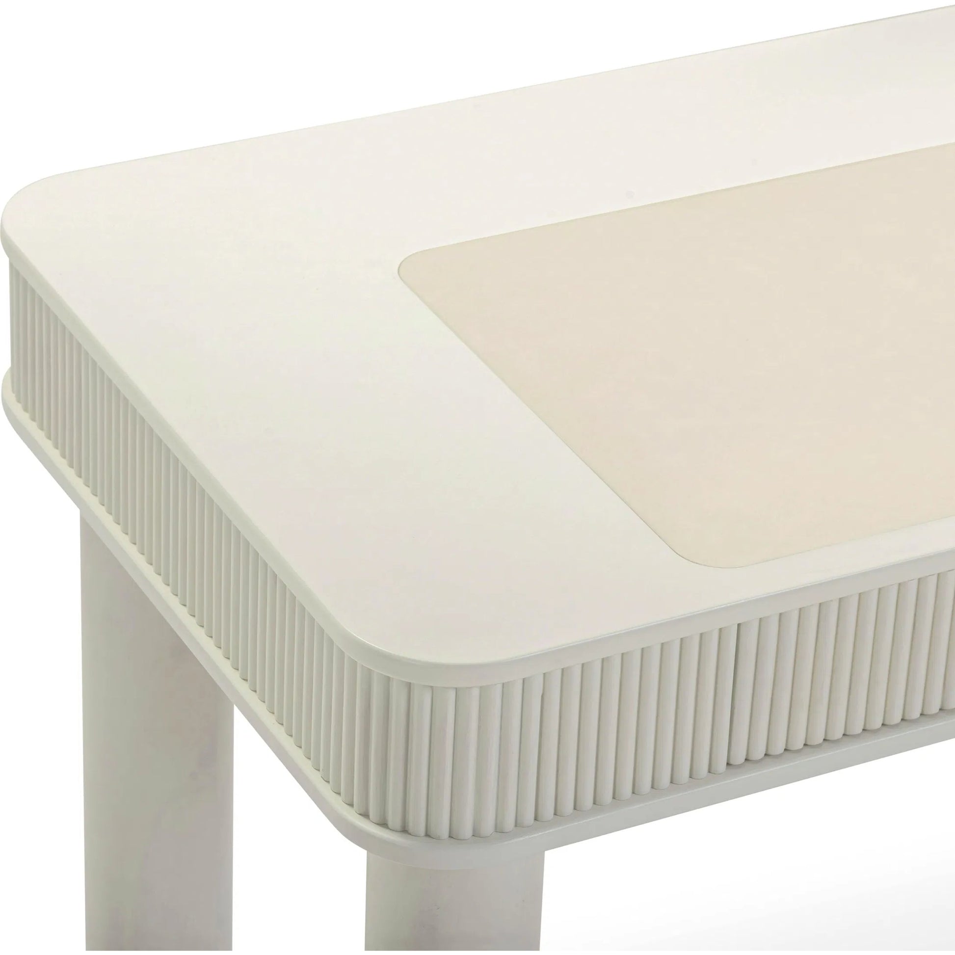 Sarah Executive Work Desk by TOV Furniture in cream. Made from rubber wood in a unique style.