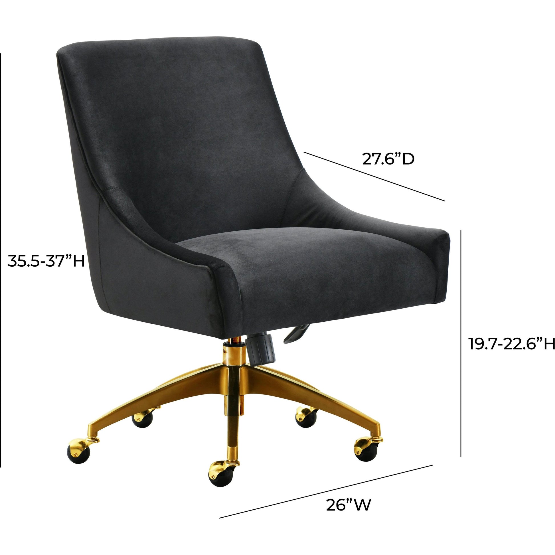 Beatrix Office Swivel Chair by TOV Furniture. Made from velvet, wood, stainless steel in a transitional style.