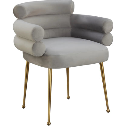Dente Velvet Dining Chair by TOV Furniture in grey. Made from velvet, wood in a modern style.