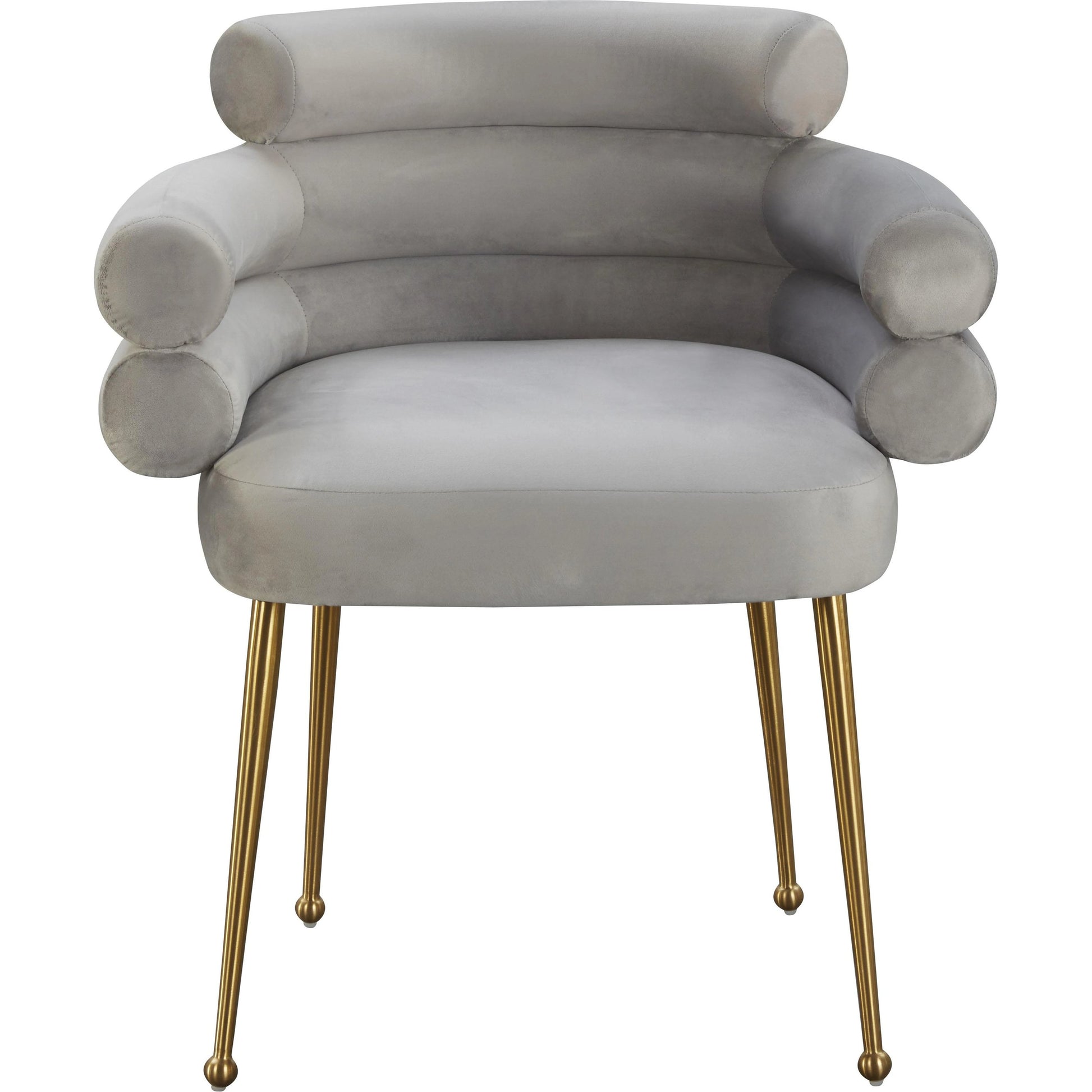 Dente Velvet Dining Chair by TOV Furniture in grey. Made from velvet, wood in a modern style.