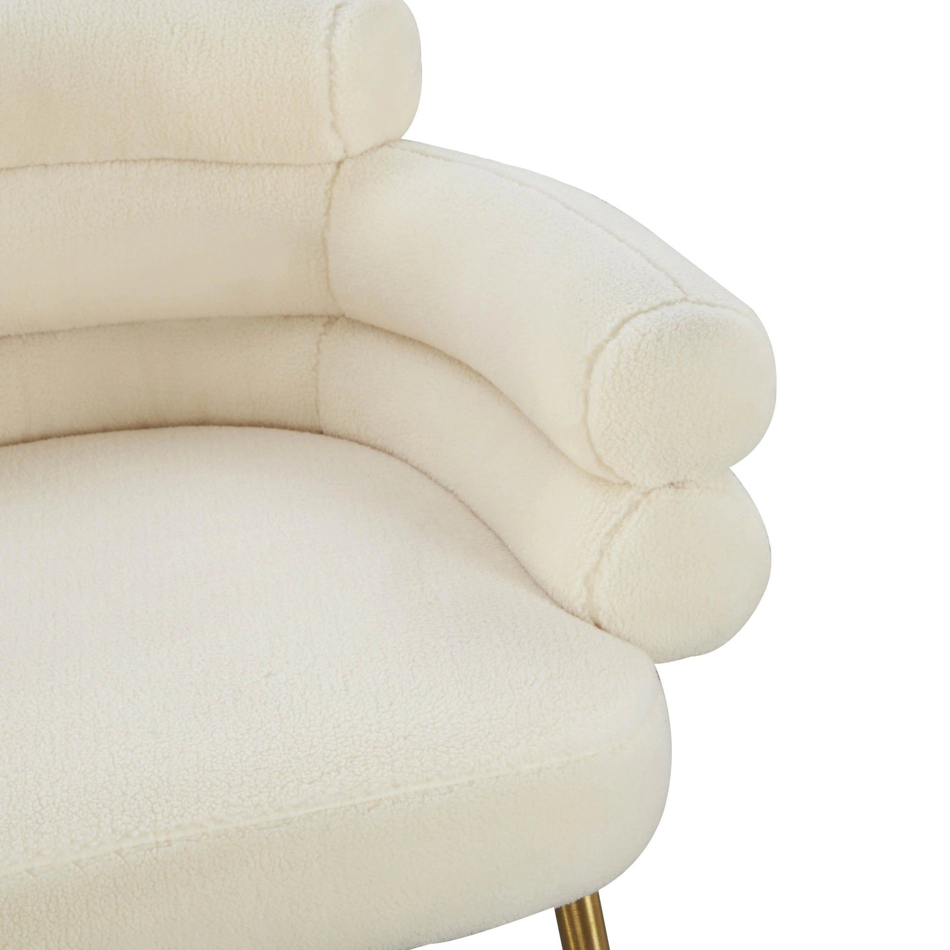 Dente Faux Sheepskin Dining Chair by TOV Furniture in cream. Made from faux sheepskin, wood in a modern style.