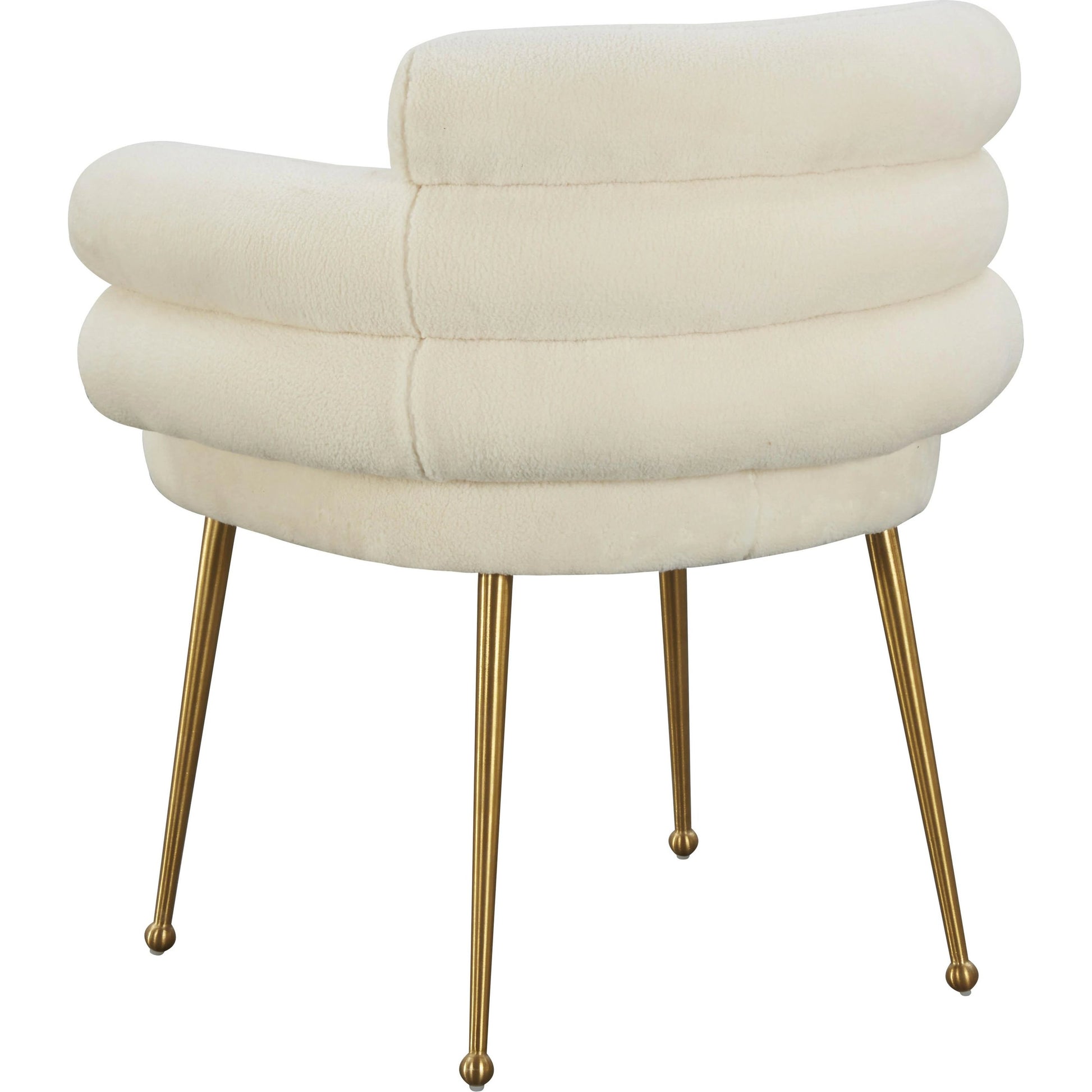 Dente Faux Sheepskin Dining Chair by TOV Furniture in cream. Made from faux sheepskin, wood in a modern style.