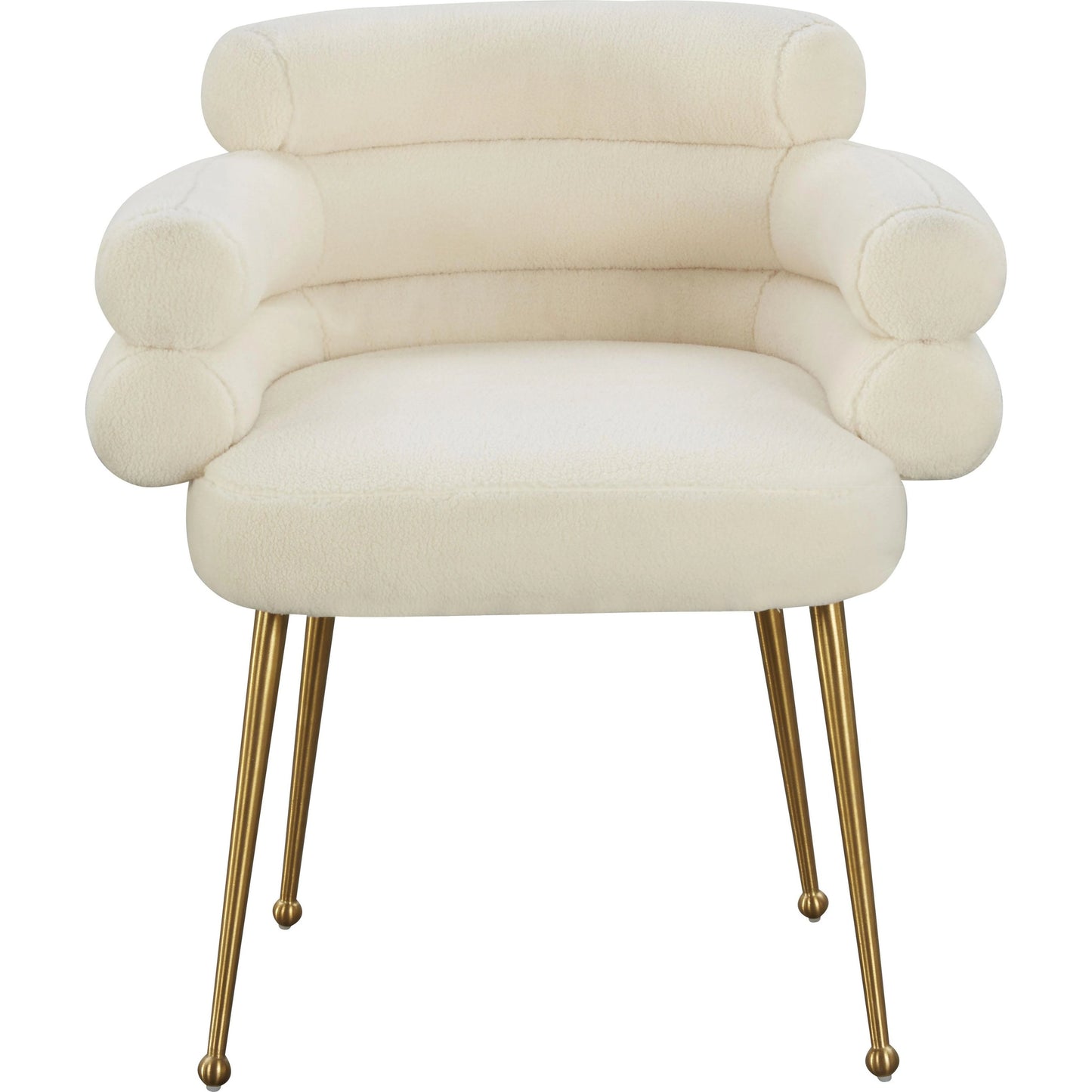 002 SI-1984255 | Additional Silo | Dente Faux Sheepskin Dining Chair by TOV Furniture in cream. Made from faux sheepskin, wood in a modern style.