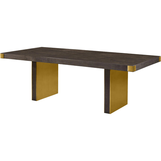 Selena Dining Table by TOV Furniture in chocolate, gold. Made from mdf, stainless steel in a modern style.