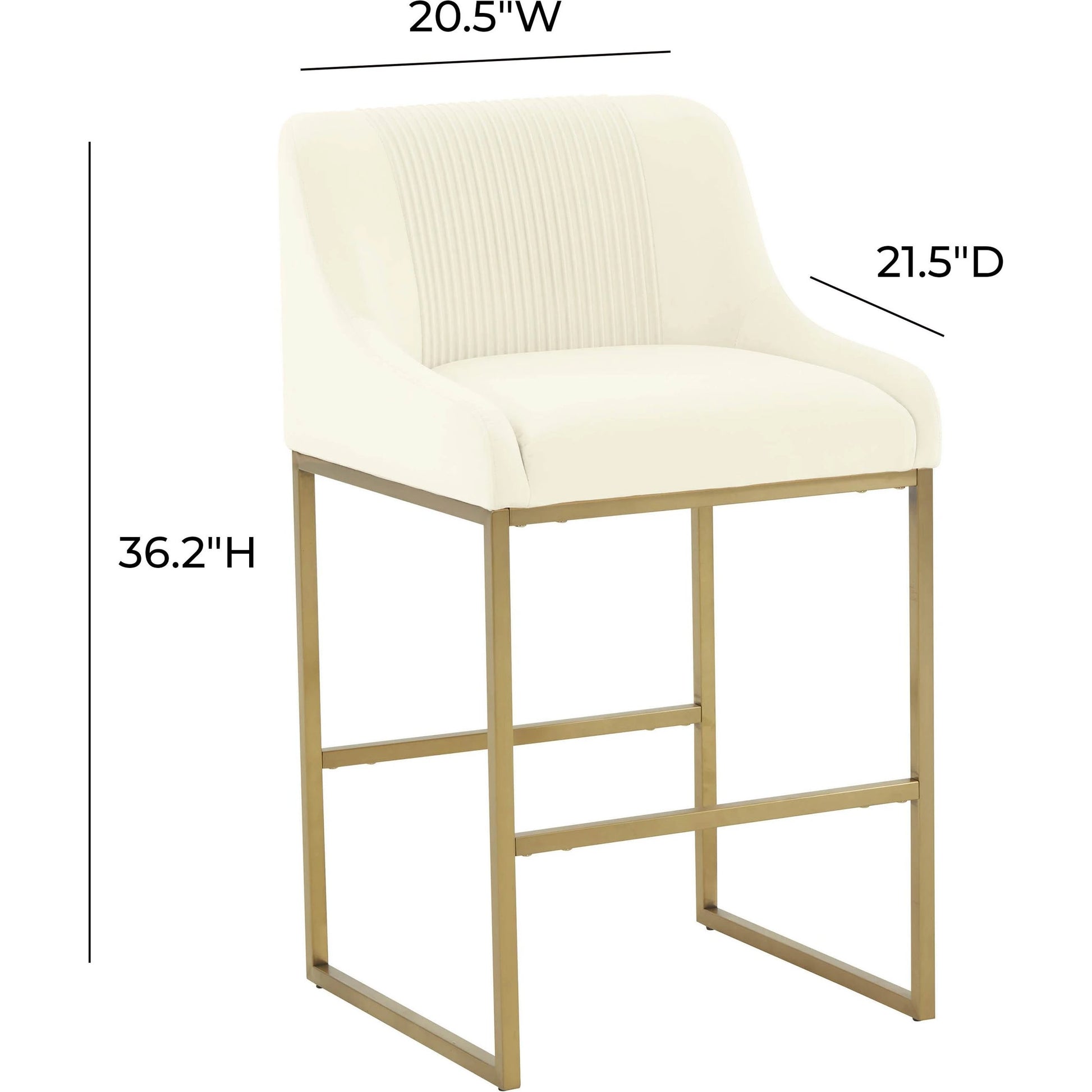 Lisa Pleated Velvet Counter Stool by TOV Furniture. Made from stainless steel, velvet in a modern style.