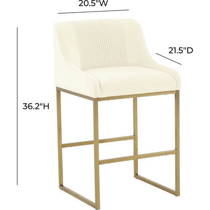 Lisa Pleated Velvet Counter Stool by TOV Furniture. Made from stainless steel, velvet in a modern style.