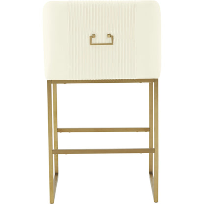 Lisa Pleated Velvet Counter Stool by TOV Furniture. Made from stainless steel, velvet in a modern style.