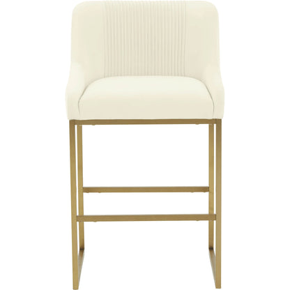 Lisa Pleated Velvet Counter Stool by TOV Furniture. Made from stainless steel, velvet in a modern style.