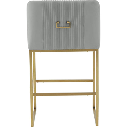 Lisa Pleated Velvet Counter Stool by TOV Furniture. Made from stainless steel, velvet in a modern style.