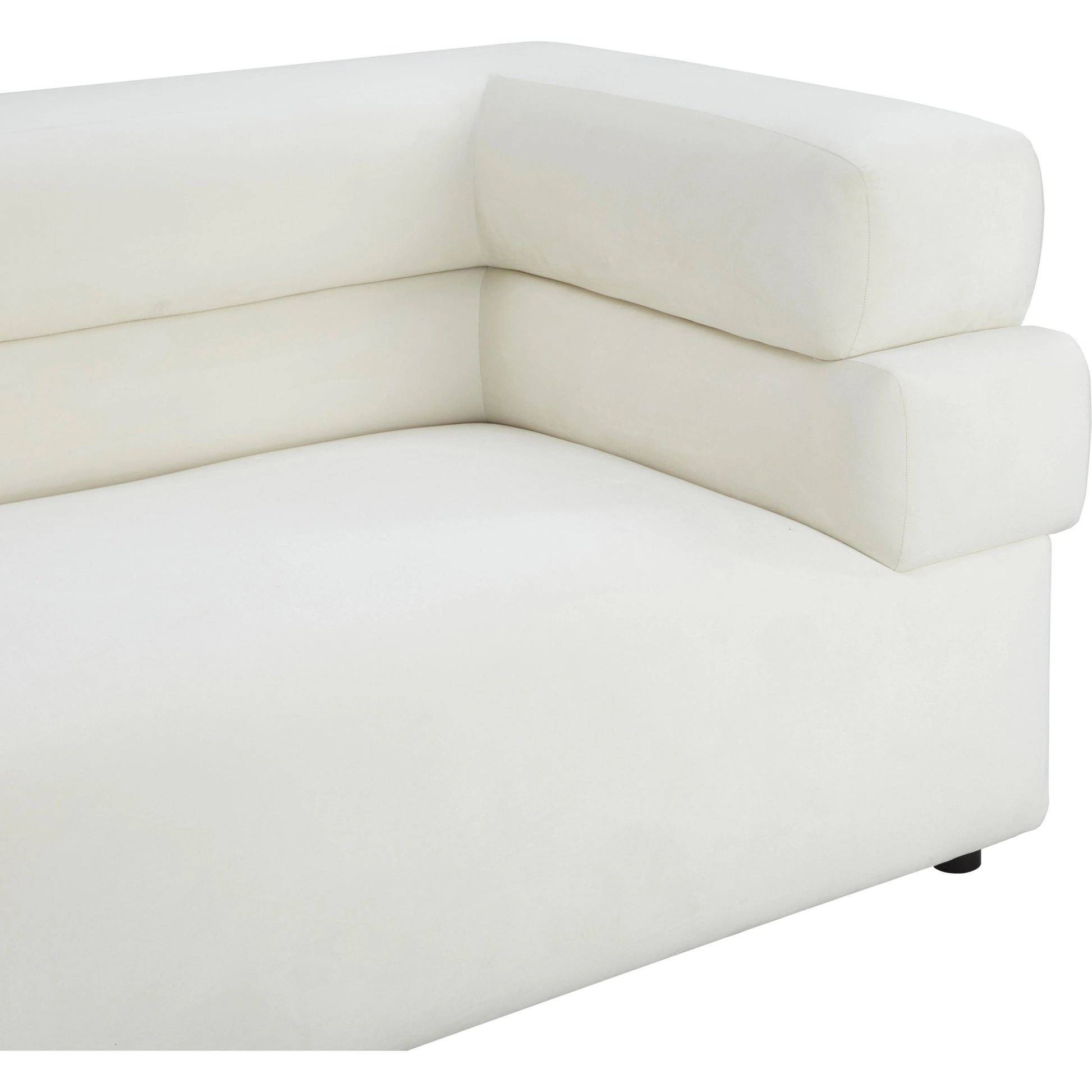 Elsa Velvet Sofa by TOV Furniture in cream. Made from velvet, wood in a modern style.