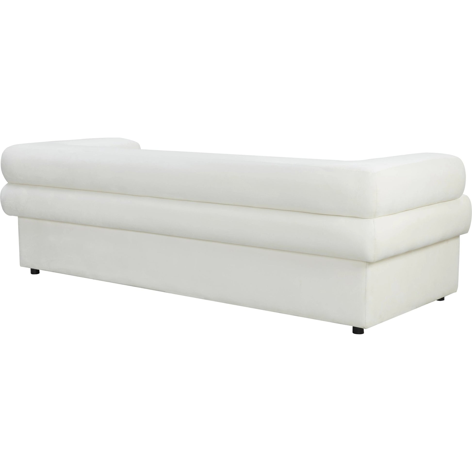 Elsa Velvet Sofa by TOV Furniture in cream. Made from velvet, wood in a modern style.