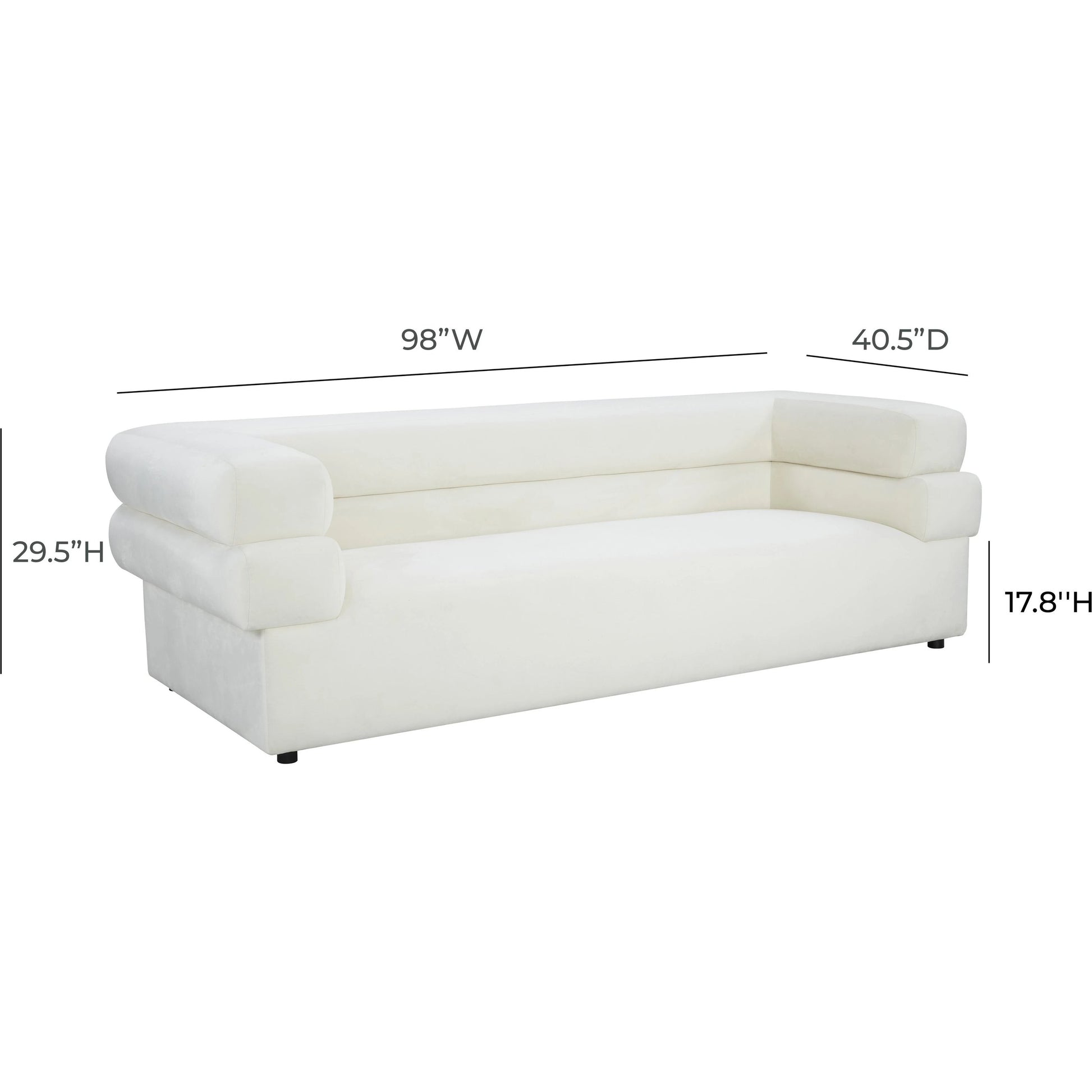 Elsa Velvet Sofa by TOV Furniture in cream. Made from velvet, wood in a modern style.