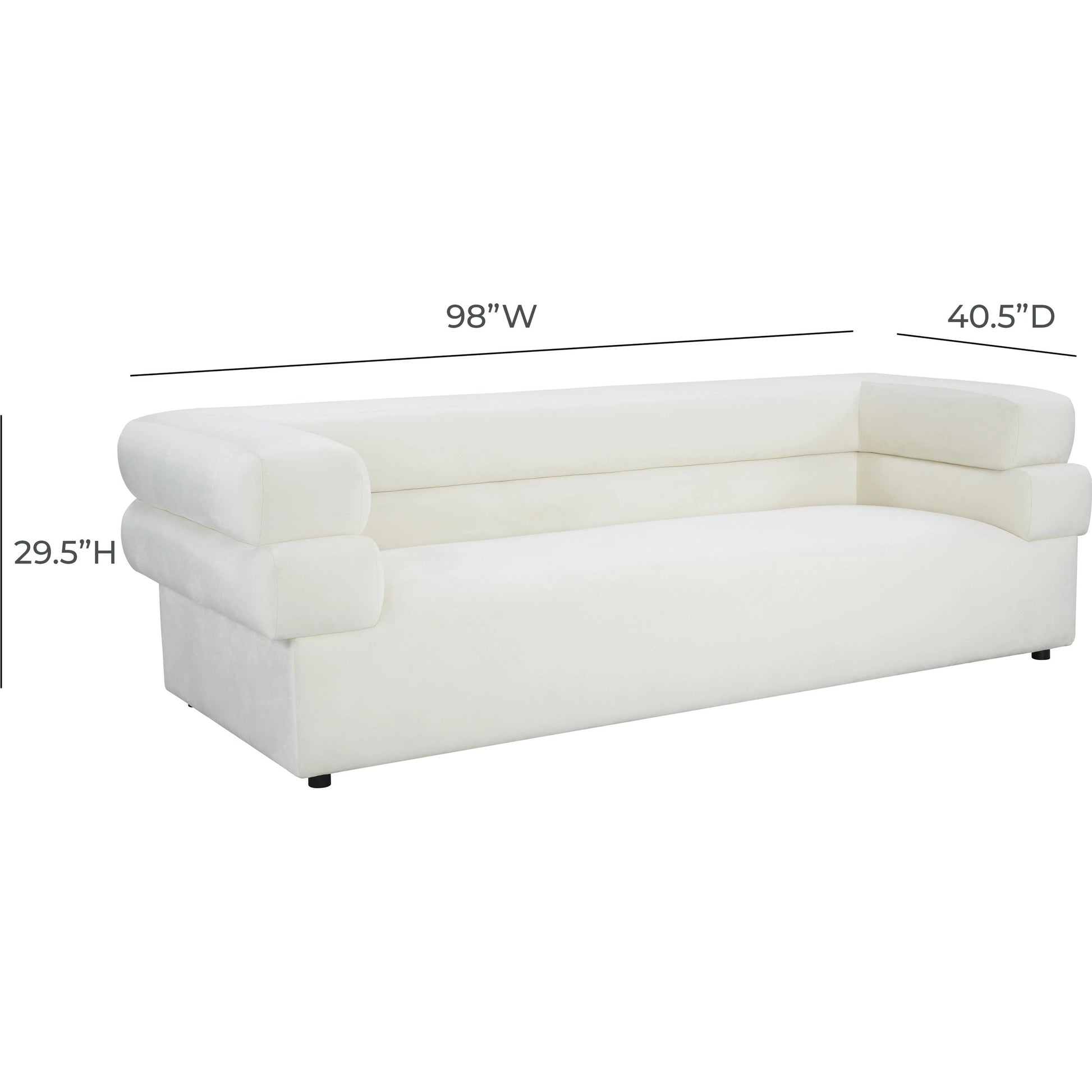 Elsa Velvet Sofa by TOV Furniture in cream. Made from velvet, wood in a modern style.