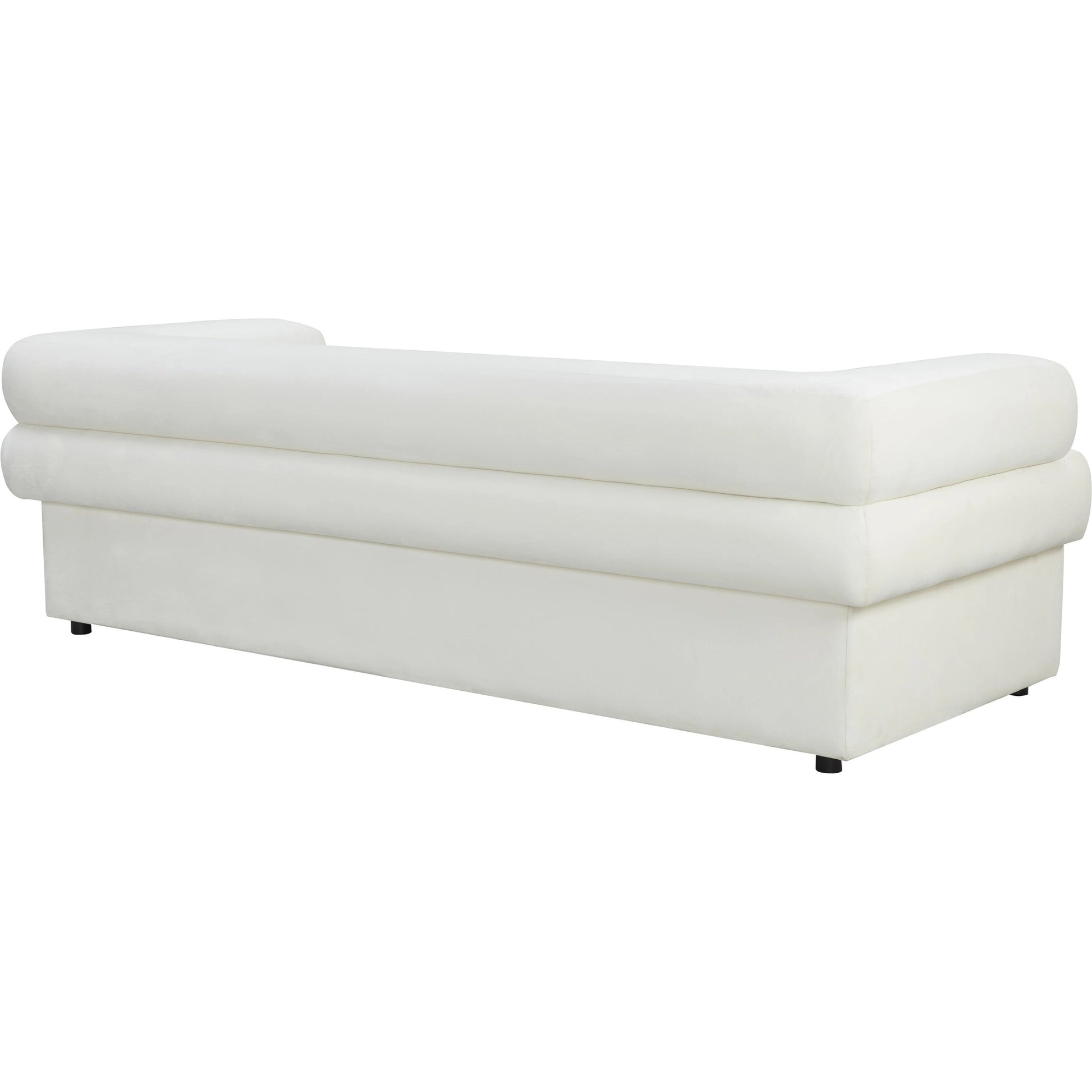 Elsa Velvet Sofa by TOV Furniture in cream. Made from velvet, wood in a modern style.