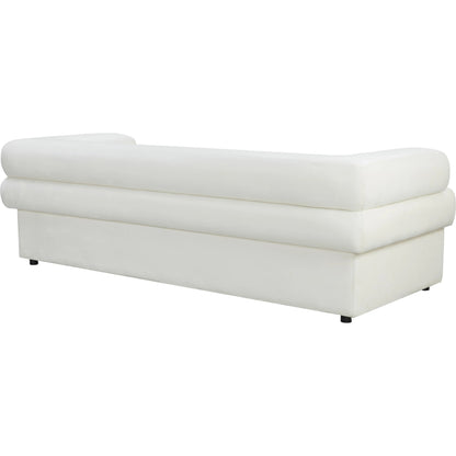 Elsa Velvet Sofa by TOV Furniture in cream. Made from velvet, wood in a modern style.