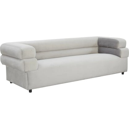 Elsa Velvet Sofa by TOV Furniture in cream. Made from velvet, wood in a modern style.