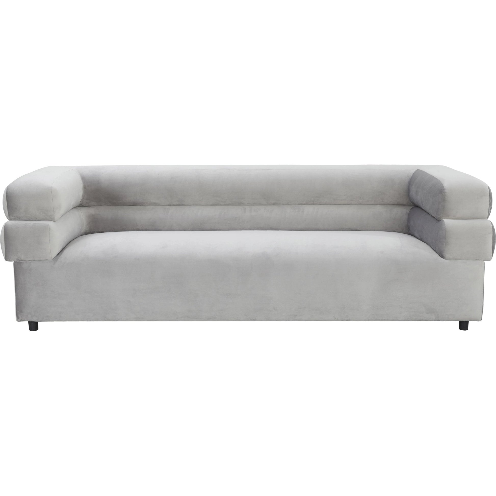 Elsa Velvet Sofa by TOV Furniture in cream. Made from velvet, wood in a modern style.