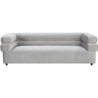Elsa Velvet Sofa by TOV Furniture in cream. Made from velvet, wood in a modern style.
