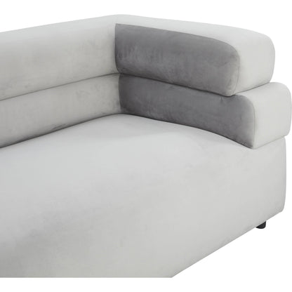 Elsa Velvet Sofa by TOV Furniture in cream. Made from velvet, wood in a modern style.