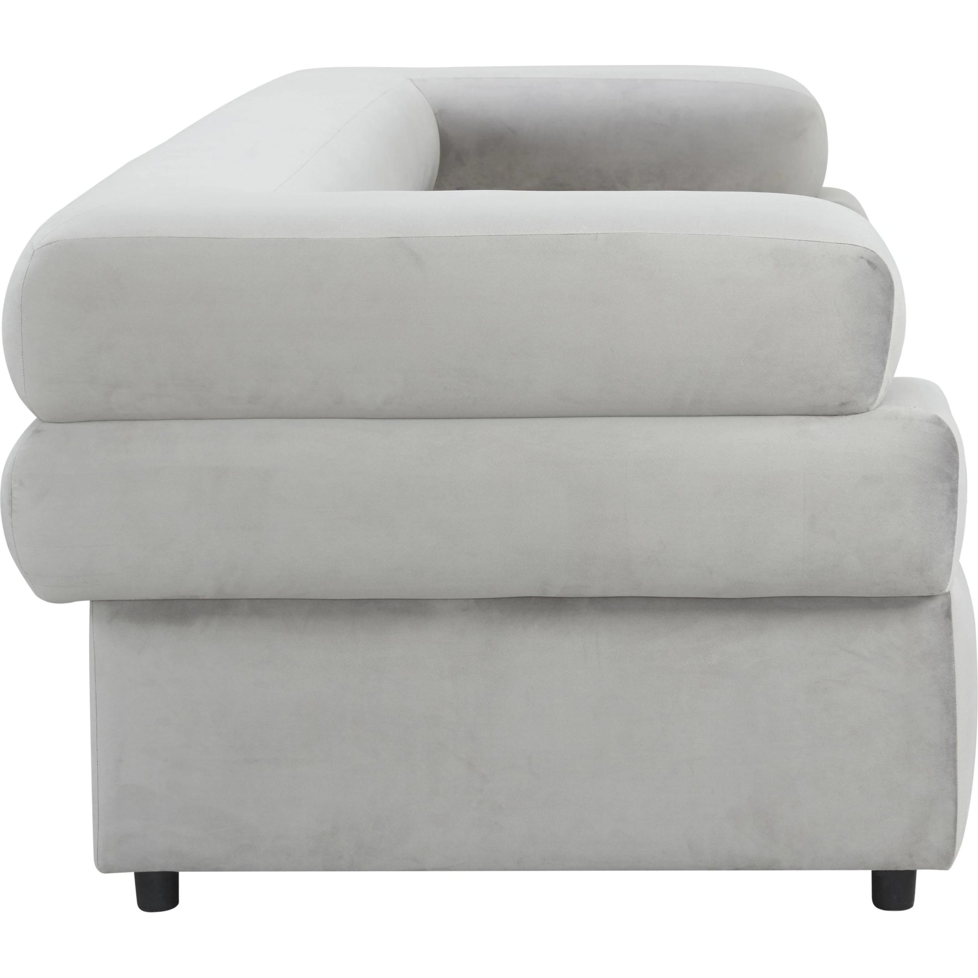Elsa Velvet Sofa by TOV Furniture in cream. Made from velvet, wood in a modern style.