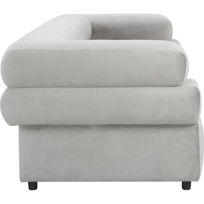 Elsa Velvet Sofa by TOV Furniture in cream. Made from velvet, wood in a modern style.