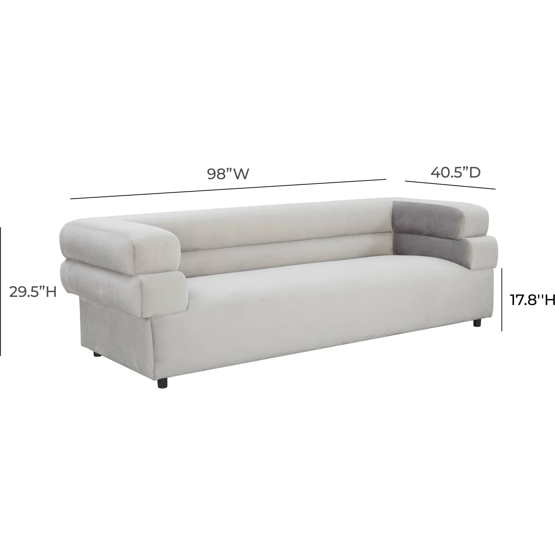 Elsa Velvet Sofa by TOV Furniture in cream. Made from velvet, wood in a modern style.