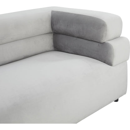 Elsa Velvet Sofa by TOV Furniture in cream. Made from velvet, wood in a modern style.