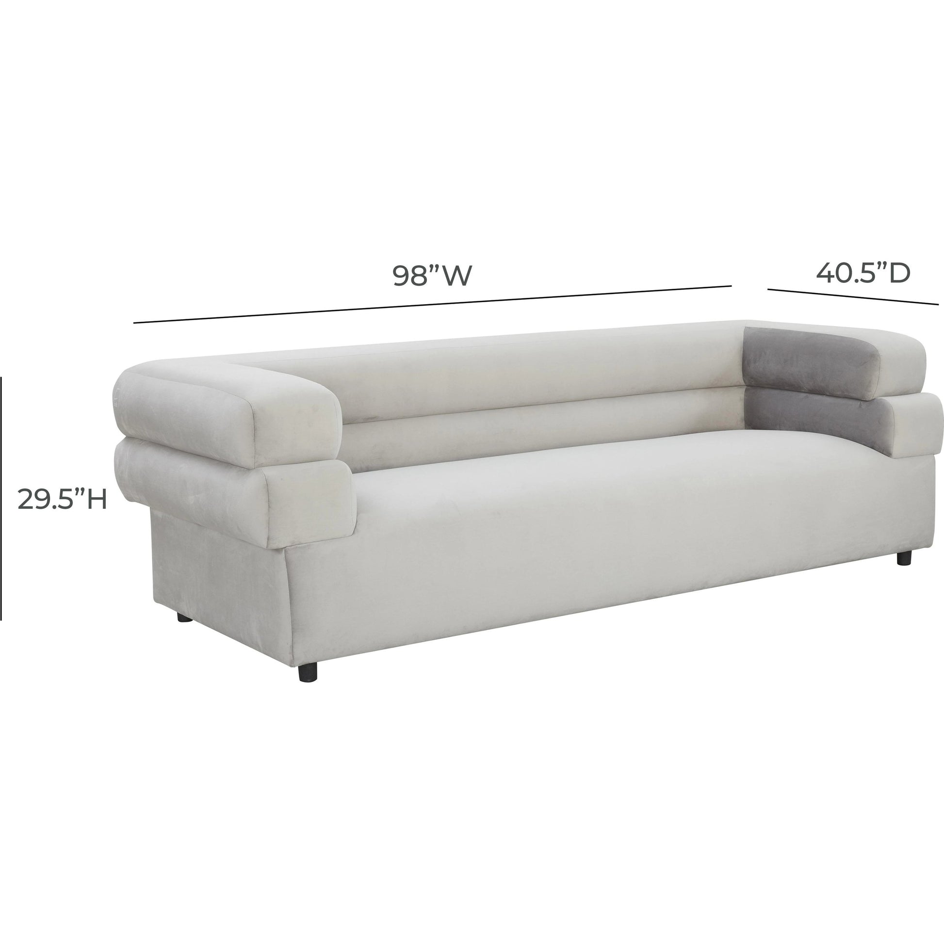 Elsa Velvet Sofa by TOV Furniture in cream. Made from velvet, wood in a modern style.