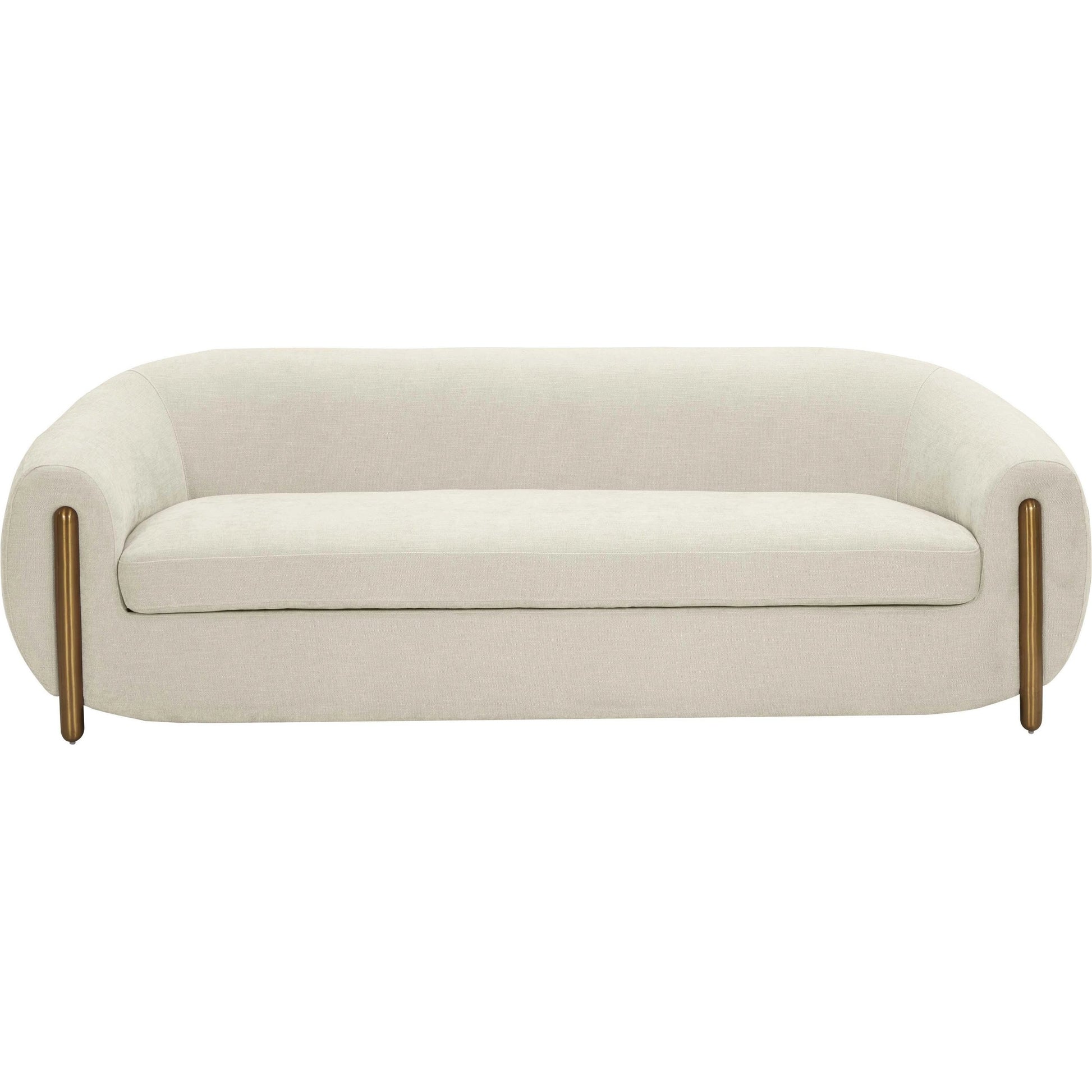 Lina Chenille Textured Sofa by TOV Furniture in cream. Made from chenille, stainless steel, wood in a modern style.