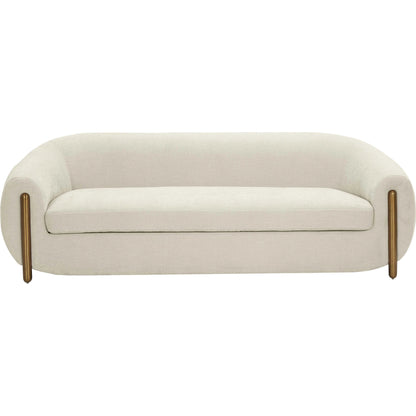 Lina Chenille Textured Sofa by TOV Furniture in cream. Made from chenille, stainless steel, wood in a modern style.