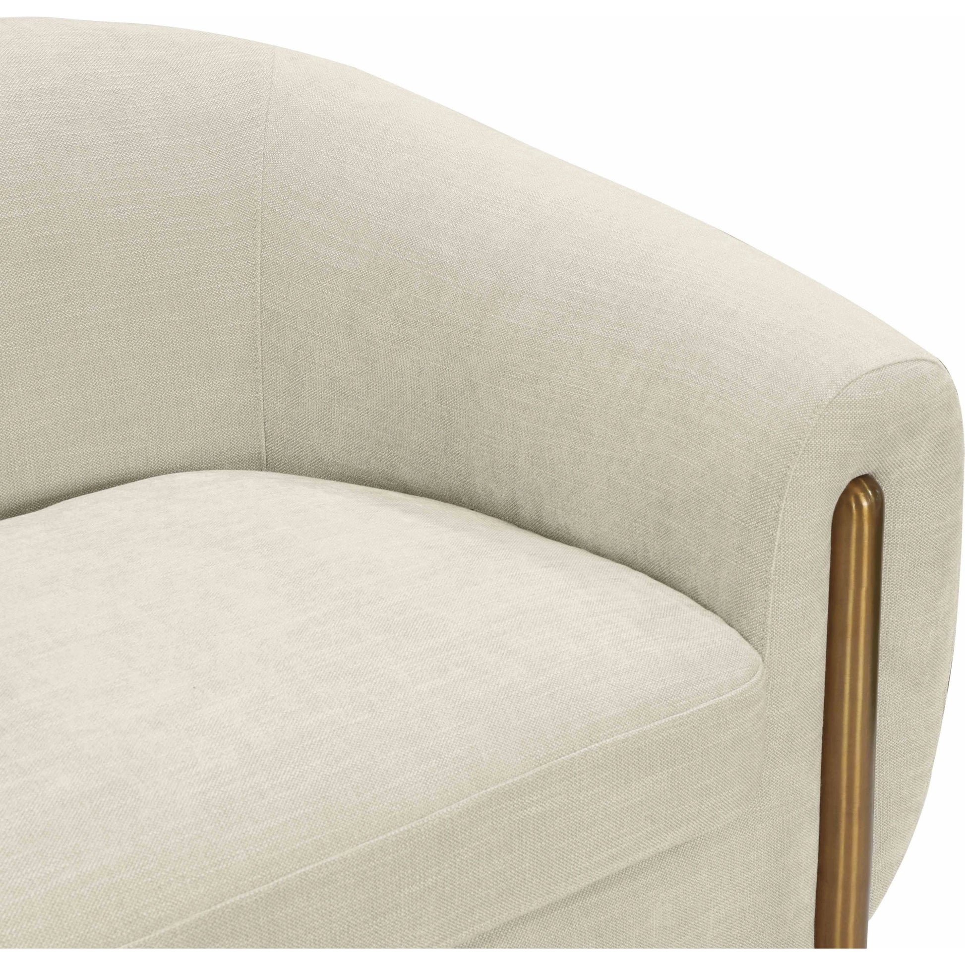 Lina Chenille Textured Sofa by TOV Furniture in cream. Made from chenille, stainless steel, wood in a modern style.
