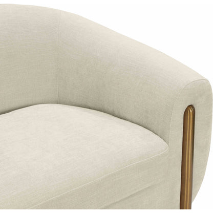Lina Chenille Textured Sofa by TOV Furniture in cream. Made from chenille, stainless steel, wood in a modern style.