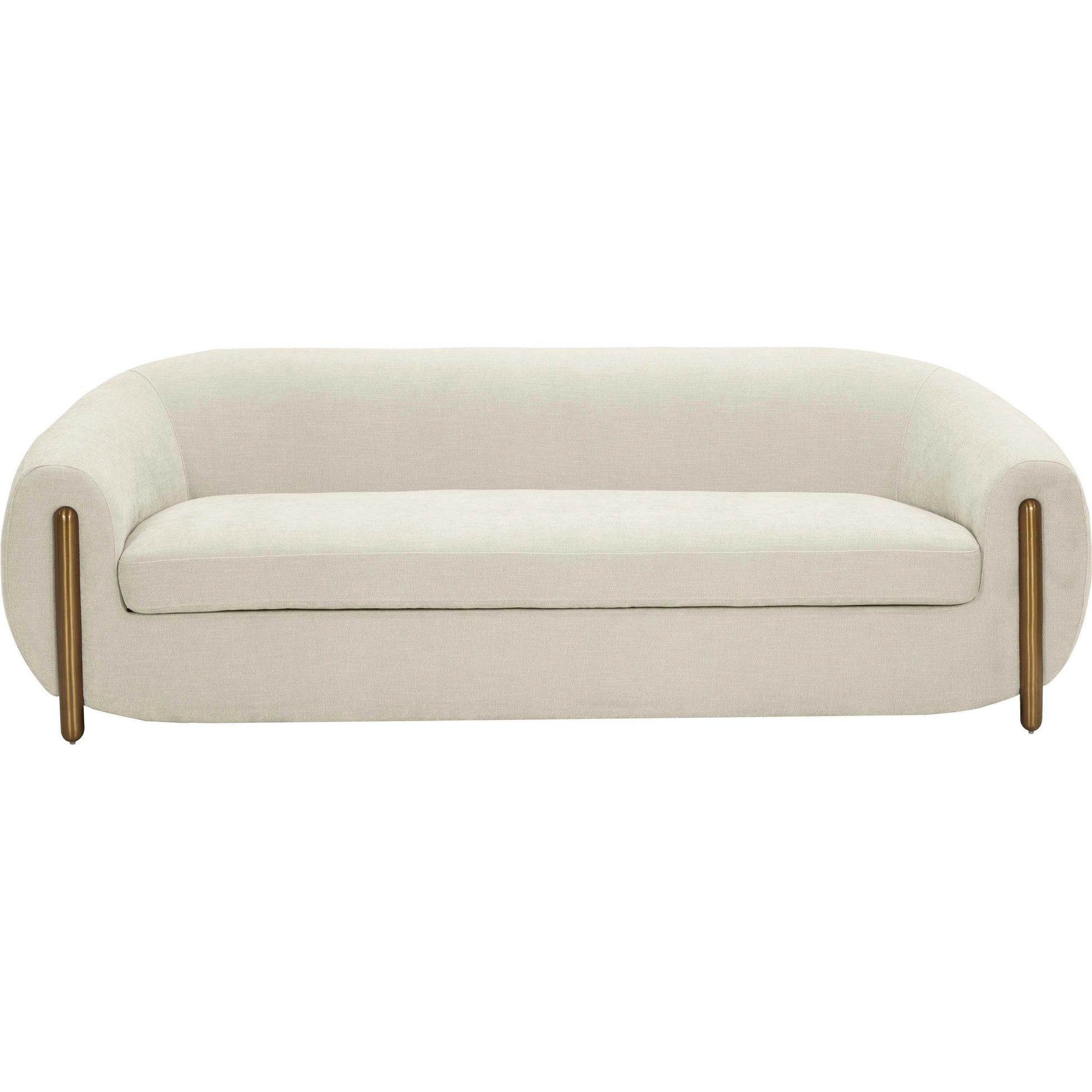 Lina Chenille Textured Sofa by TOV Furniture in cream. Made from chenille, stainless steel, wood in a modern style.