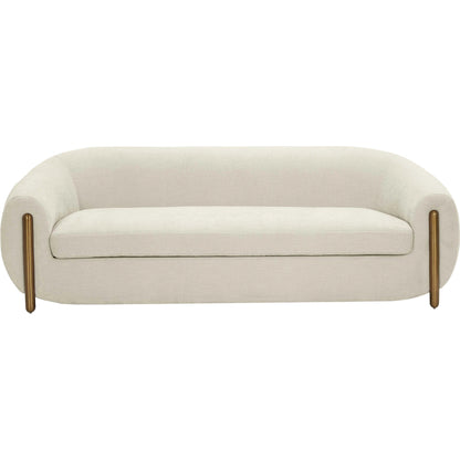 Lina Chenille Textured Sofa by TOV Furniture in cream. Made from chenille, stainless steel, wood in a modern style.